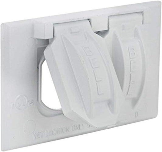 Hubbell-Bell 5180-6 1-Gang Horizontal Weatherproof Cover, Device Mount Flip Cover, Duplex, White