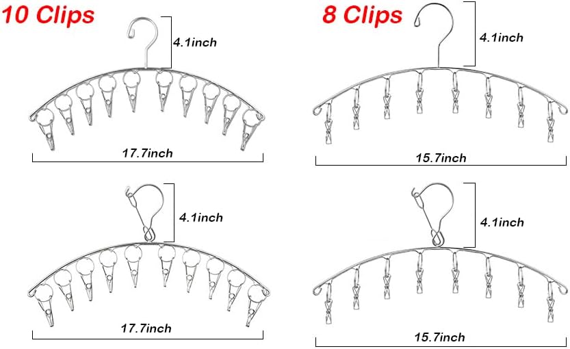 DurReus Reusable Stainless steel Drying Rack Laundry Drip Hanger 8 Clips Closet Organizer for Hanging Lingerie,Underwear,Clothes Disapers,Mitten,Socks,Hats,Bras,Skirts,Scaf