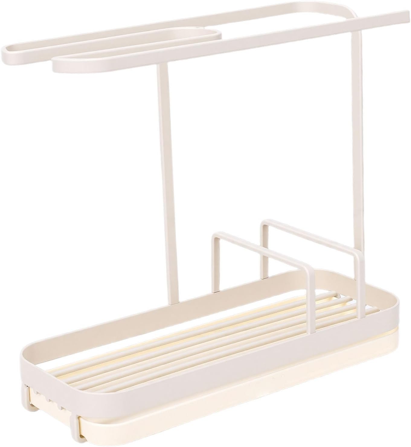 Brrnoo Milk Yellow Sponge Holder with Drainage System – Wall-Mounted Kitchen Sink for Dishcloths & Scrubbers，Metal Rack