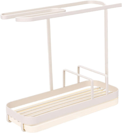 Brrnoo Milk Yellow Sponge Holder with Drainage System – Wall-Mounted Kitchen Sink for Dishcloths & Scrubbers，Metal Rack