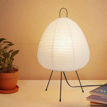 Japanese Rice Paper Lamp Bedside Table Lamps for Living Room,Paper Lantern Light,Japanese Decor Akari Noguchi Lamp with Button Switch,17INCH Japandi Tripod Lantern Lamps for Desk,E26 Base