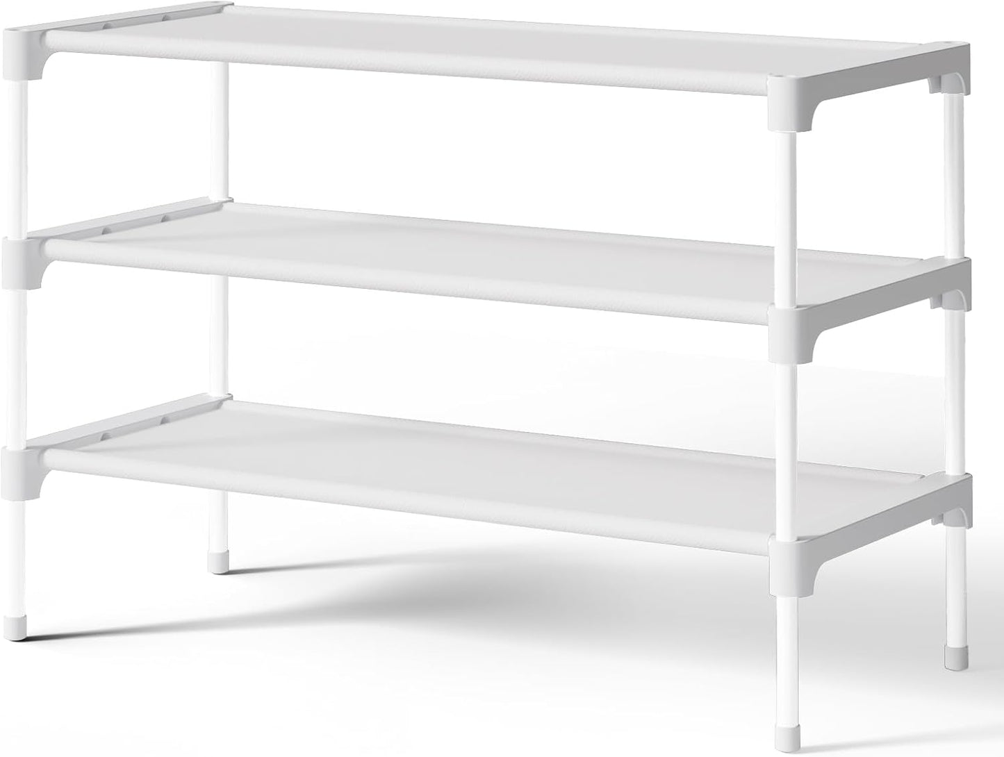 Kitsure Shoe Rack - Non-Woven Shoe Rack Shelf, Shoe Organizer for Closet, Entryway, Garage & Corridor, Stackable Shoe Shelves, 27.5" Wide - 3 Tier, Black