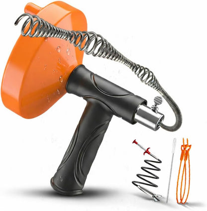 Drain Snake Auger, Plumbing Snake Drain Hair Clog Removal Tool, Sink Unclogger Drain, Heavy Duty Drum Auger, Cleaner Tool for Bathroom Kitchen Tub Shower Drain Clog Remover with Gloves, 33Ft