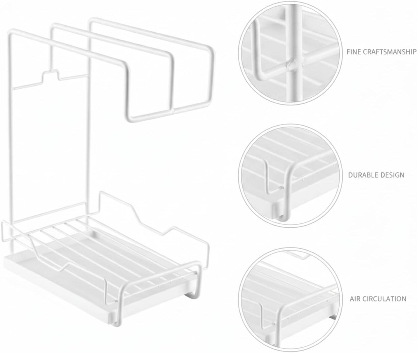 Dish Cloth Storage Rack with Tray, Wall Mounted Carbon Steel Sponge Organizer for Kitchen Sink