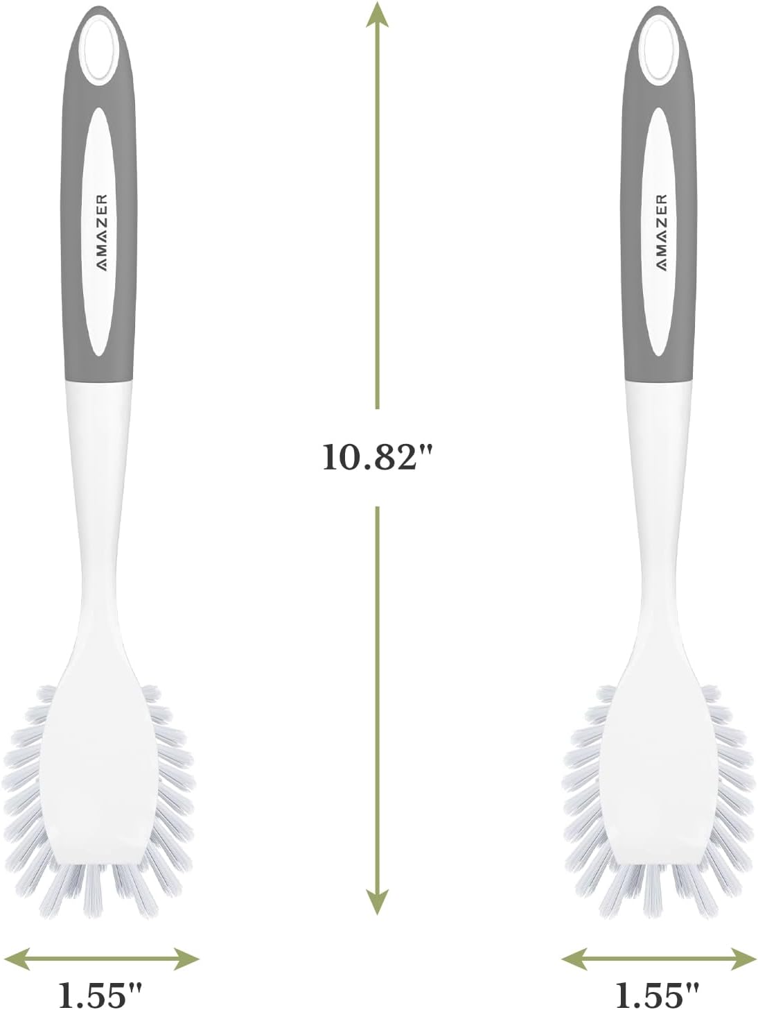 Amazer Dish Brush with Handle, 2 Pack Kitchen Scrub Brushes for Cleaning, Dish Scrubber with Stiff Bristles for Sink, Pots, Pans
