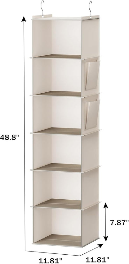 YOUDENOVA Hanging Closet Organizer, 6-Shelf Closet Hanging Storage Shelves, 2 Packs, Grey