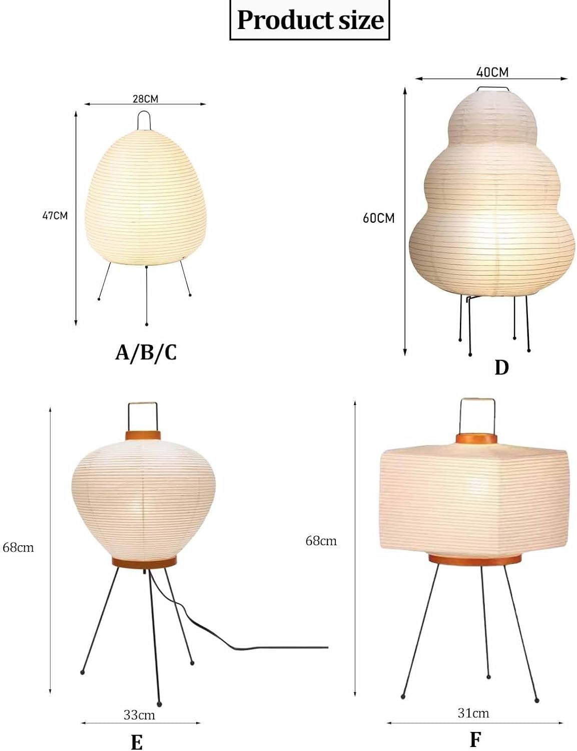 Floor Lamp Modern Japanese Rice Paper Lamp Rice Paper Lantern Shade Three- Dimming Minimalist Style Corner Table Light for Bedroom Office Living Room(C)
