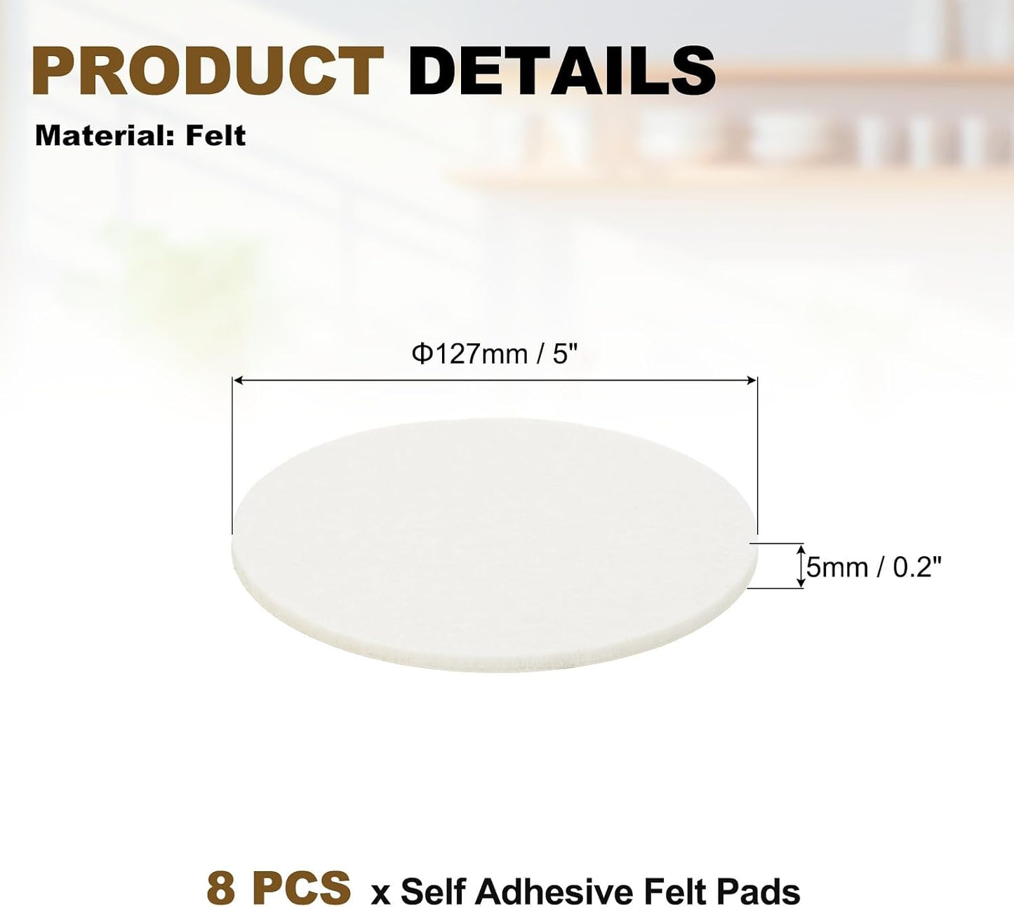 uxcell 32Pcs Non Slip Furniture Pads, 3" Round Self Adhesive Felt Bumpers Noise Reducing Furniture Feet Floor Protector for Chairs Tables Furniture Legs (White 0.2" Thick) - Colors A