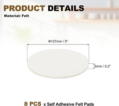 uxcell 32Pcs Non Slip Furniture Pads, 3" Round Self Adhesive Felt Bumpers Noise Reducing Furniture Feet Floor Protector for Chairs Tables Furniture Legs (White 0.2" Thick) - Colors A
