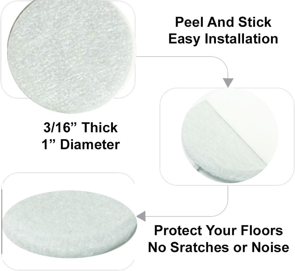 48 Pcs Self Adhesive 1" Round Felt Furniture Pads (White, 1")