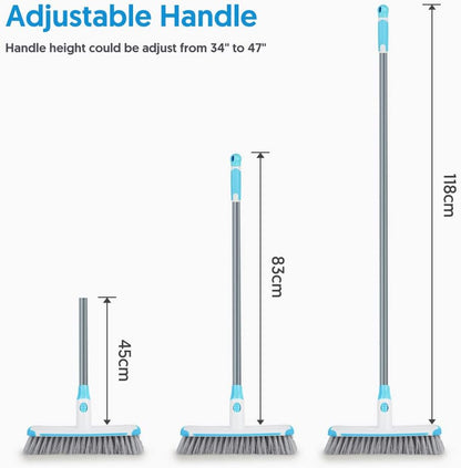 Floor Scrubber with Long Handle, 2 in 1 Scrubbing Brush Stiff Bristle Shower Cleaning Brush for Bathroom, Kitchen, Tub, Carpet, Grout, Tile(Red)