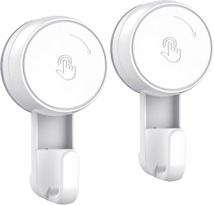 LUXEAR Heavy Duty Waterproof Shower Hooks 2 Pack - Suction Hook, No Drill Damage-Free Removable Reusable Wall Hooks for Bathroom Kitchen Towel Bathrobe Loofah Shower Hooks (Max Load 11LB/5KG)