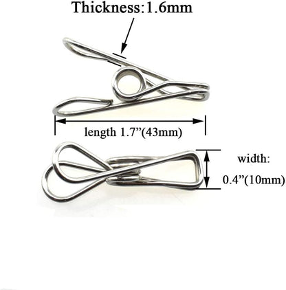 HAHIYO Clothespins Chip Clips All Metal Stainless Steel No Rust Stains Strong Grip in Heavy Wind 2 Inches 24 Pack Do Not Fall Apart Open Wide for Holding Clothes Snack Bag Clamps