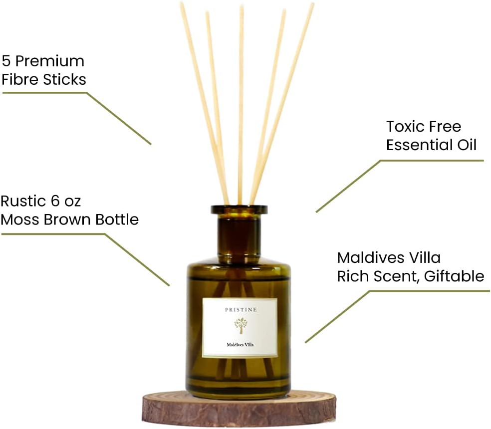 PRISTINE Swiss Château/Inspired by Hilton Reed Diffuser - Home & Bathroom | Fresh Cut Rose, Tangerine, Cedarwood Oil Reed Diffuser Set | Oil & Reed Diffuser Sticks, Home & Office Decor, Fragrance Gift