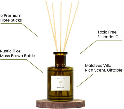 PRISTINE Swiss Château/Inspired by Hilton Reed Diffuser - Home & Bathroom | Fresh Cut Rose, Tangerine, Cedarwood Oil Reed Diffuser Set | Oil & Reed Diffuser Sticks, Home & Office Decor, Fragrance Gift
