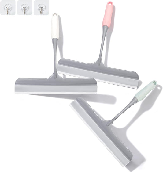 3PCS mini Squeegee Shower Squeegee Hanging Rubber Squeegee with Hook, Multipurpose Shower Squeegee for Glass Doors Window Squeegee (Regular Version)