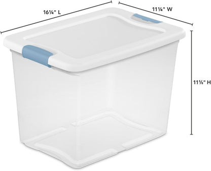 Sterilite 4-Pack 56 Quart Wheeled Latching Box, Underbed Clear Plastic Storage Organizer - Under Bed Rolling Container Bin with Lid and Wheels for Home or Dorm Bedrooms and Closets