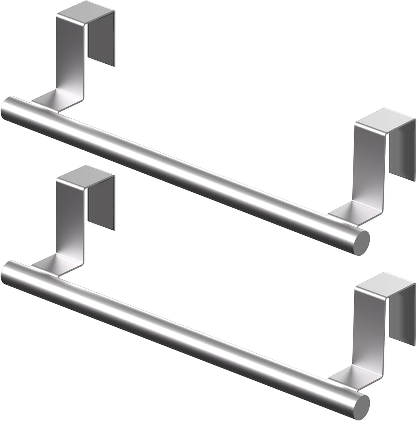 Cabinet Door Towel Bar, Kitchen Towel Holder, Matte Black 2 Pack | Extended Anti-Slip Arm, EVA Scratch Guard Pads, No-Drill Install, Stainless Steel Dish Towel Holder, Kitchen Towel Rack