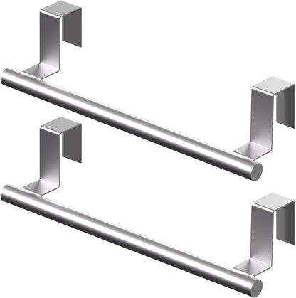 Cabinet Door Towel Bar, Kitchen Towel Holder, Matte Black 2 Pack | Extended Anti-Slip Arm, EVA Scratch Guard Pads, No-Drill Install, Stainless Steel Dish Towel Holder, Kitchen Towel Rack
