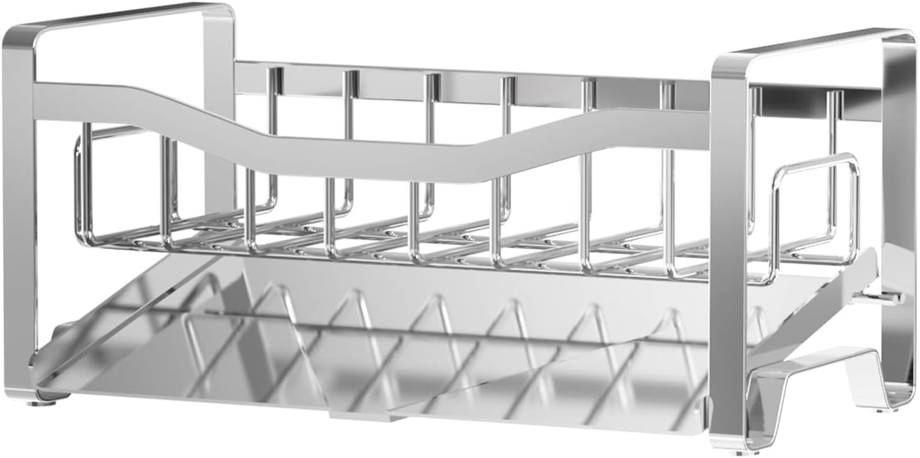 Maifan Stainless Steel Kitchen Sink Caddy Organizer with Auto Drain Tray, Sponge Holder for Countertop Storage