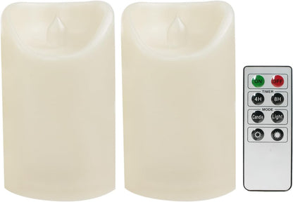 CANDLE CHOICE Waterproof Outdoor Battery Operated Flameless Candles with Remote Timer Plastic Flickering Fake Electric LED Pillars for Lantern Garden Wedding Christmas Decorations 3x4 Inches 3 PCS