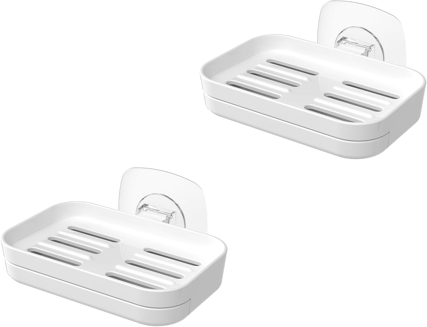 Soap Dish for Shower Clear Soap Holder Pull-Out Water Tray No Drilling Required Strong Fixation for Rv Bathroom and Kitchen Easy（1 Pack）