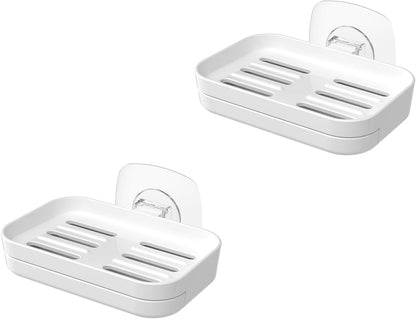 Soap Dish for Shower Clear Soap Holder Pull-Out Water Tray No Drilling Required Strong Fixation for Rv Bathroom and Kitchen Easy（1 Pack）