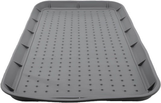 Bewinner Non Slip Silicone Shoe Tray with Raised Lip Heavy Duty Boot Mat Organizer for Entryway, 30x15 Inch Indoor Outdoor Use - Boot Tray for Front Door, Mudroom, Drying Shoes & Pet (Grey)