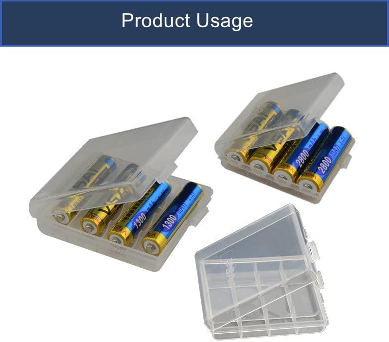 Fielect AAA/AA/C/D Battery Storage Case Holder Organizer Box Transparent