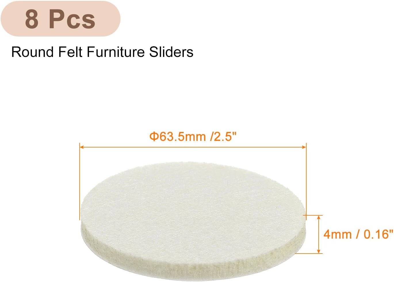 uxcell Furniture Pads, 50Pcs 1.25" - Round Self Adhesive Felt Furniture Pads, Floor Protectors for Furniture Feet Chairs Legs Hardwood Floors (Beige)