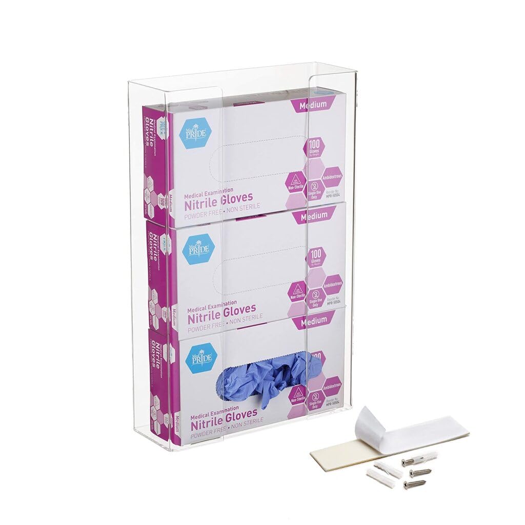 AdirMed VivaEssentials Double Glove Box Holder, Wall Mount or Free Standing Black Acrylic Glove Holder