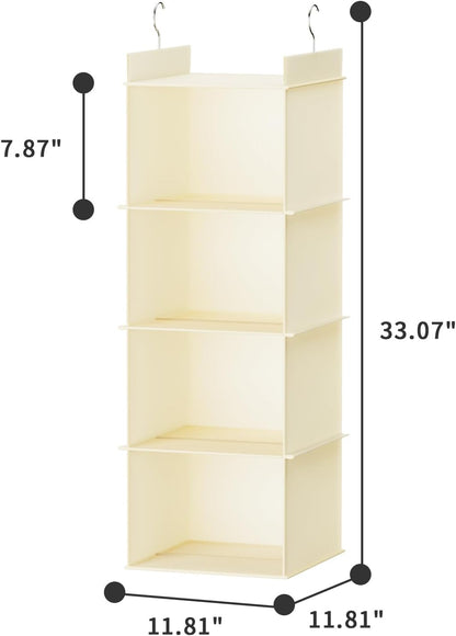 YOUDENOVA Hanging Closet Organizer, 6-Shelf Closet Hanging Shelves, Grey
