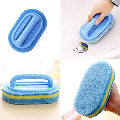 Tile Tub Scrubber Brush with 5 Different Function Cleaning Heads and 51" Extendable Long Handle Non Scratch Shower Scrubber for Cleaning Bathroom Kitchen Toilet Wall Bathtub