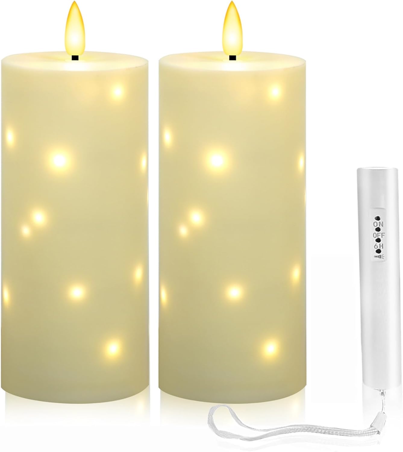 YOROXRG Set of 24 Waterproof Outdoor Flameless Candles, LED Candles with 4 Remote and Timer,(H 4" 5" 6" x D 2.2"),for Christmas,Halloween,Wedding,Festival