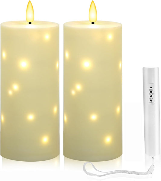 YOROXRG Set of 24 Waterproof Outdoor Flameless Candles, LED Candles with 4 Remote and Timer,(H 4" 5" 6" x D 2.2"),for Christmas,Halloween,Wedding,Festival