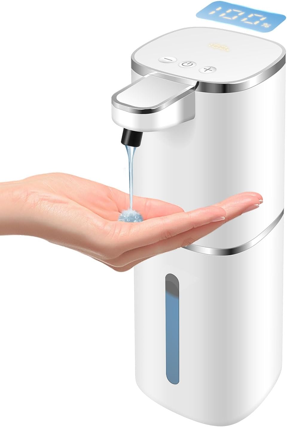 Automatic Foaming Soap Dispenser Touchless, Digital Display 9-Level Adjustable Smart Hand & Dish Soap Dispenser, USB Rechargeable, 13.5oz/400mL Wall Mounted for Bathroom Kitchen, Hotel, Restaurant