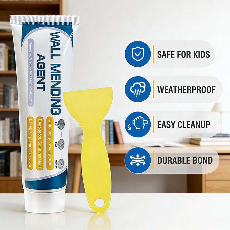 2026 New Multi-Functional Drywall Patch Repair Kit with Scraper - Quick Drying Wall Mending Agent Paste for Holes, Cracks, Nail Holes, Dents & Small Damage (3 Pcs)