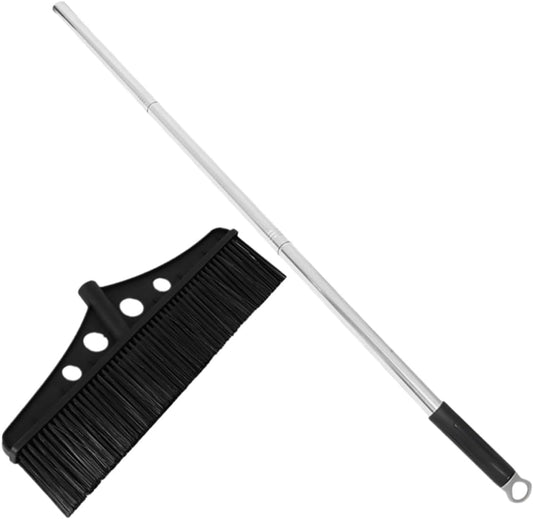 Wide Broom Handle Heavy Duty Outdoor Scrub Brush for Garden Cleaning Detachable Stainless Steel Sweeper for Patios Decks and Courtyards