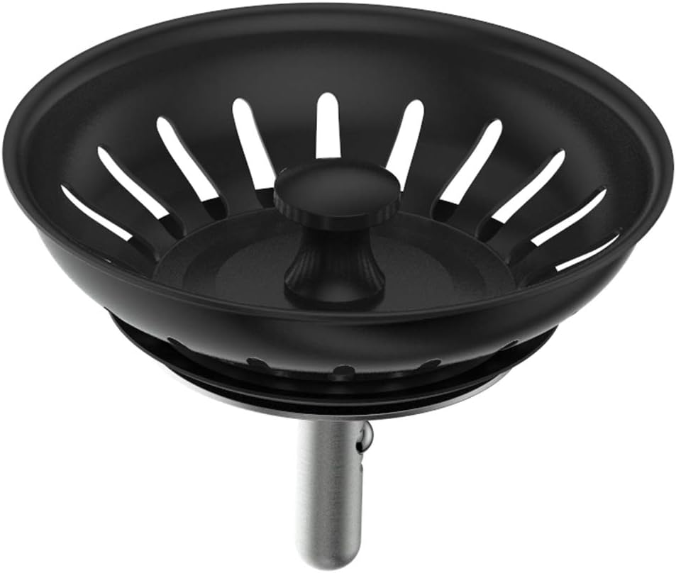 KANARY Kitchen Sink Basket Strainer Replacement for Standard Drains (3-1/2 Inch) Stainless Steel Body with Rubber Stopper (Pack of 2, Stianless Steel)