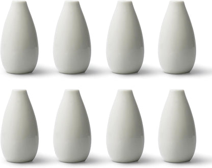 Modern Small Flower Vases 8 Pack - Ceramic, White