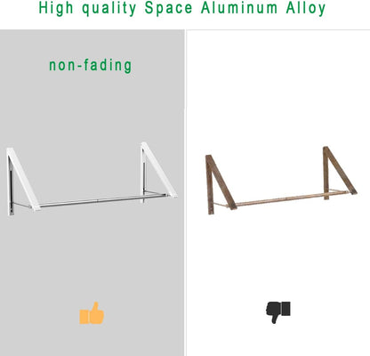 Laundry Room Drying Rack Wall Mounted Clothes Hanger Folding Wall Coat Racks Aluminum Home Storage Organiser Space Savers White 2 Rakcs with Rod