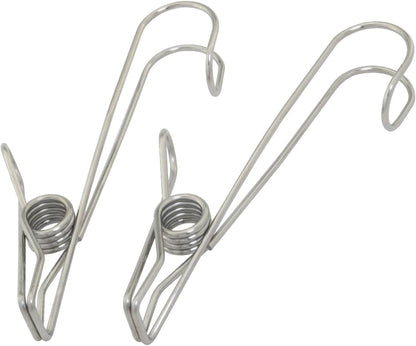 10PSC Kitchen Stainless Steel Clips with Hooks Large Size 4.33 x 0.63 inches Hanging Bathroom Clips for Drying Clothes and Hanging Towels