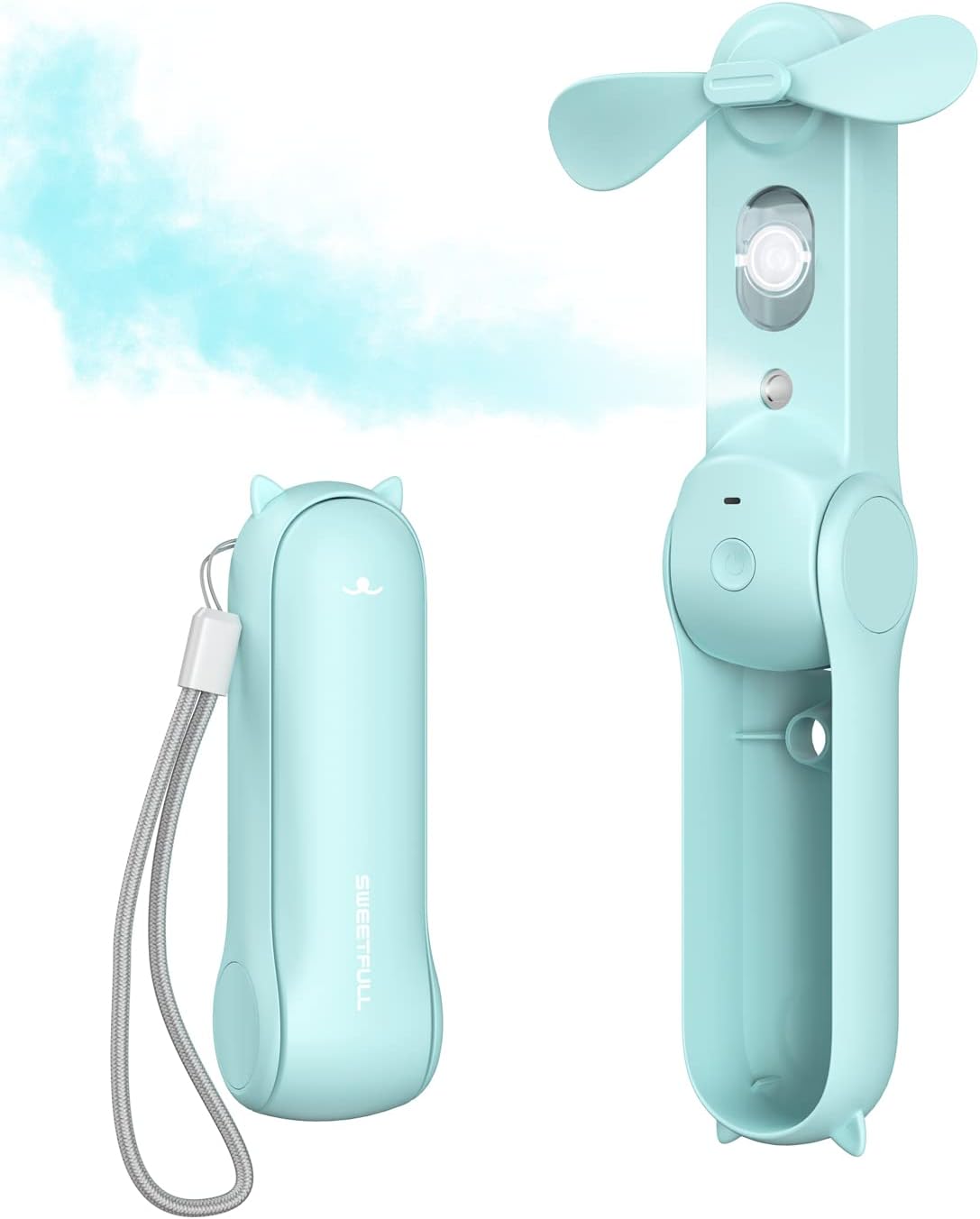SWEETFULL Misting Fan Portable, Handheld Personal Mister Fans, Small Fan Rechargeable, Mini Spray Water Mist, Kids Women Portable Fans For Travel, Outdoors, Hiking, Camping Home Office (Pink)