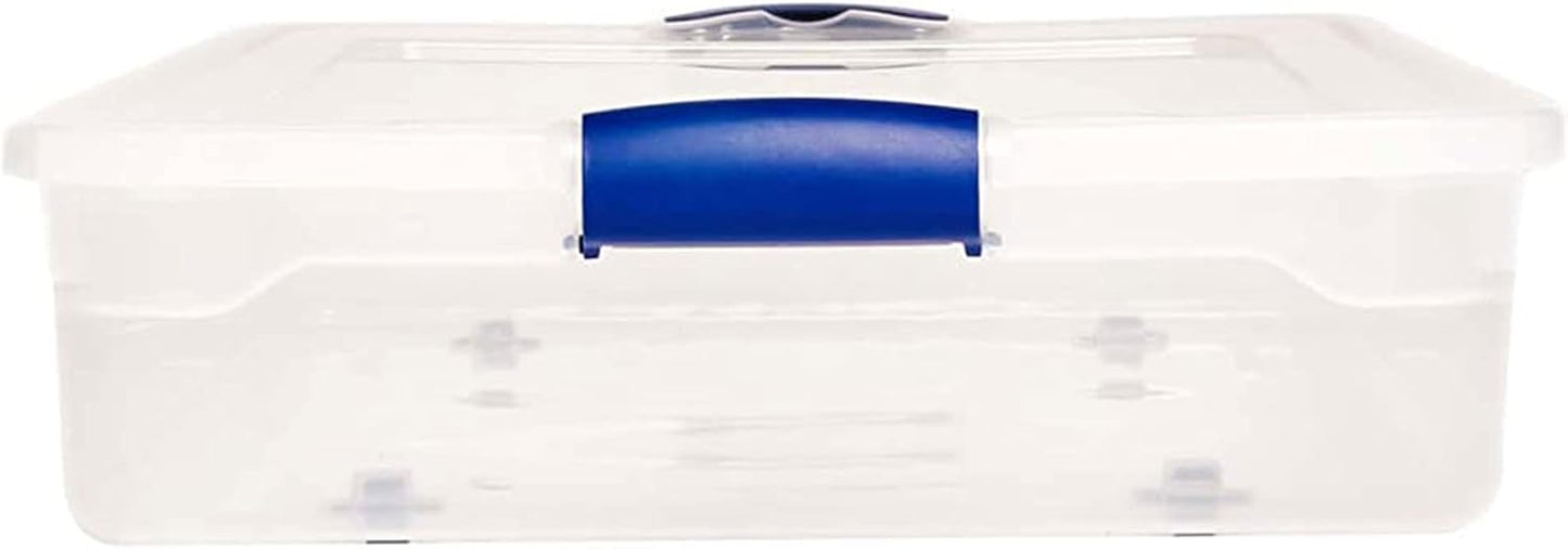 HOMZ 2-Pack Under Bed Storage, Clear Plastic Containers with Lids, 60 Quart, Gray Latch - Stackable Underbed Organizer Bins for Shoes, Bags, Clothes, and Towels