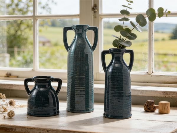 Bud Vase - Flower Vase Set - Decorative Vases - Ceramic Small Vase Set of 3 for Centerpieces - Ice Creak for Decor - Modern Decoration Vases for Home Farmhouse Table Office, Mini Vase by Lyeec