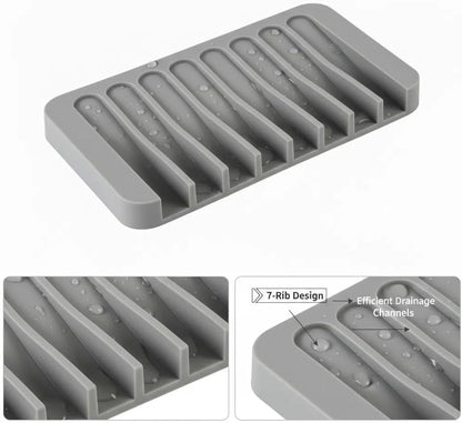 Asltw 2 PCS Soap Holder, Self Draining Soap Dishes, Premium Silicone Soap Holder, Bathroom, Kitchen, Sponges, Keep Soaps Bars Dry Clean, Extend Life Easy Clean Non - Slip Design