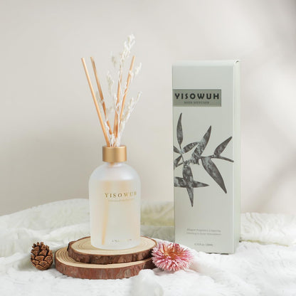 Reed Diffuser - Jasmine Tea - 200ml Reed Diffuser Set with Essential Oils and 8 Reeds, Long-Lasting Fragrance for Home, Bathroom, Bedroom, Room, Decor