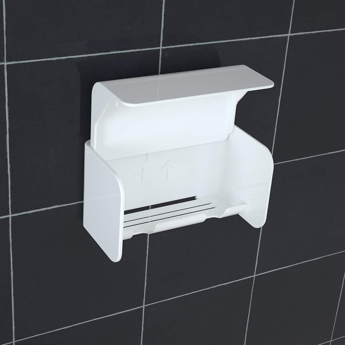 Toothbrush Holder Wall Mounted with Cover, Self Adhesive Toothbrushes Holder Perfect for Dorm Bathrooms and Shower, Holds 2 Toothbrushes