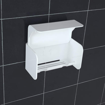 Toothbrush Holder Wall Mounted with Cover, Self Adhesive Toothbrushes Holder Perfect for Dorm Bathrooms and Shower, Holds 2 Toothbrushes