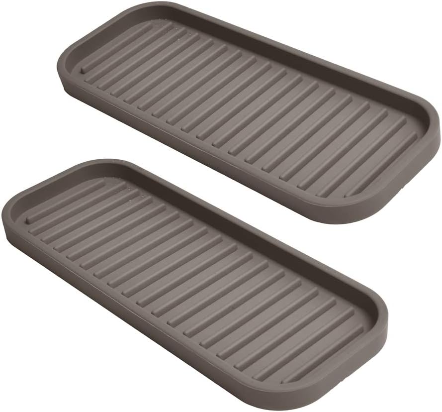 Silicone Sponge Holder Kitchen Sink Organizer Tray Dish Caddy Soap Dispenser, Scrubber Spoon Holder,Dishwashing Accessories 2 Pack (Black)